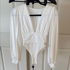 Elegant White Long Sleeve Bodysuit